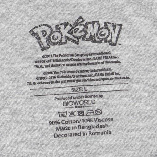 Pokemon Rowlet Grey Unisex T-Shirt L Anime Graphic