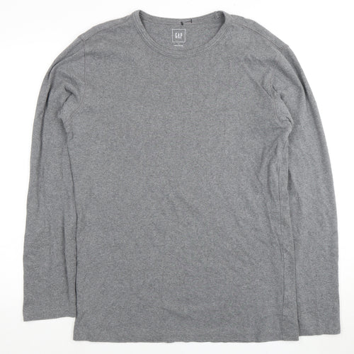 GAP Men's Grey Long Sleeve T-Shirt L Crew Neck