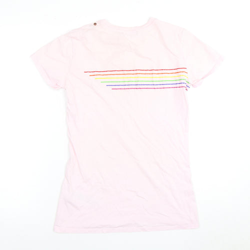Diesel Women's Pink Crew Neck Rainbow T-Shirt - Size L