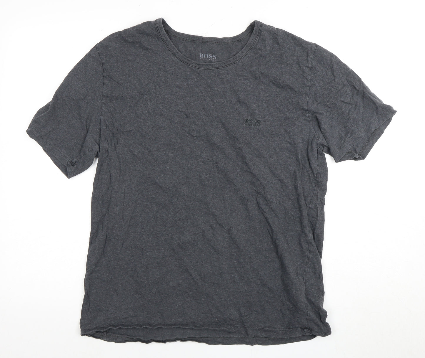 BOSS Men's Grey Cotton T-Shirt XL Crew Short Sleeve