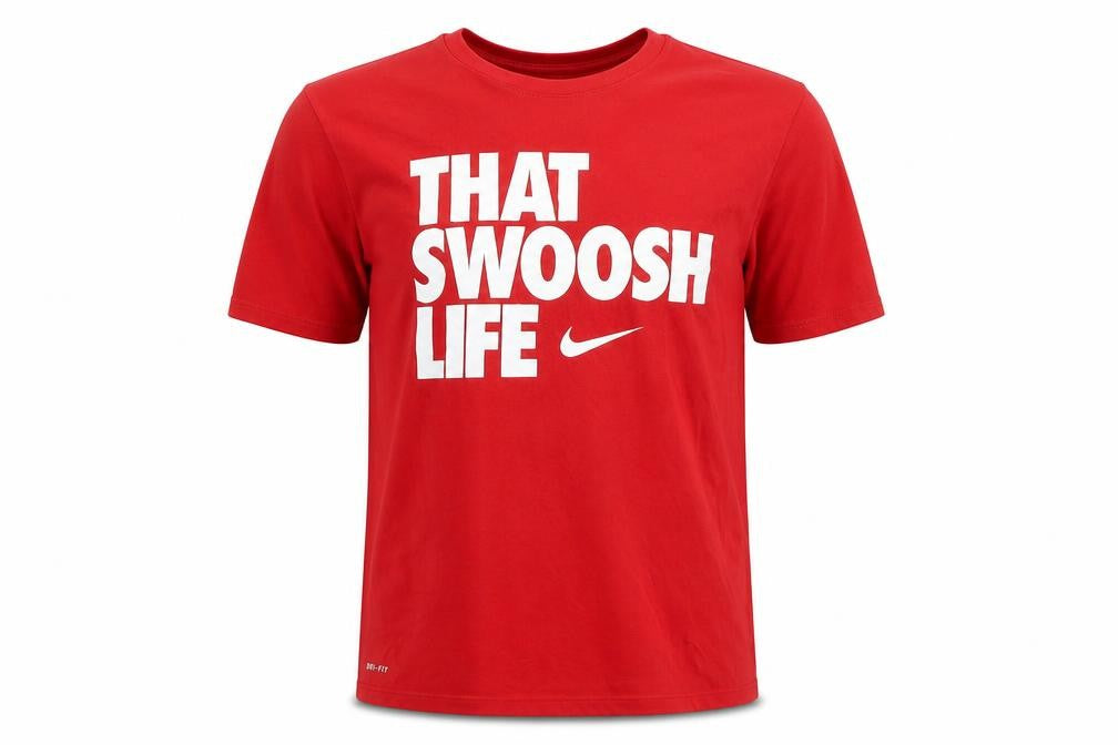 Front view of Nike Men's Red Graphic Print Athletic T-Shirt L