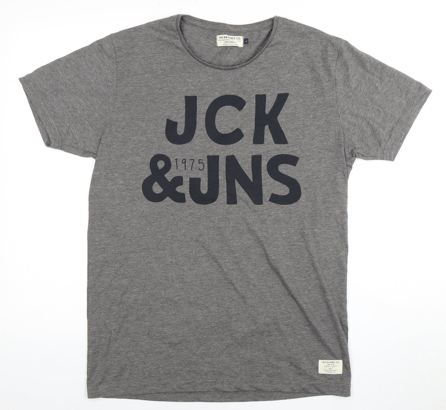 Jack & Jones Men's Grey Logo T-Shirt, Size L