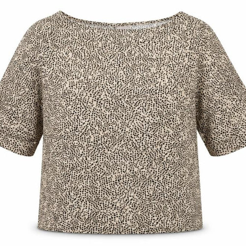 H&M Women's Beige Animal Print Blouse, S, Boat Neck