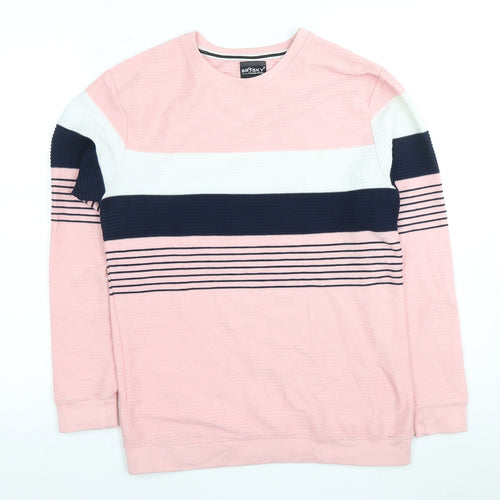BRYSKY Men’s Pink Striped Pullover Jumper L
