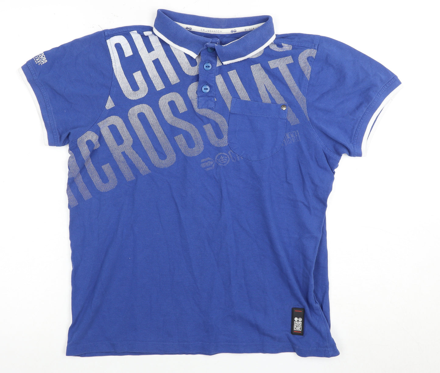 Cross Hatch Men's Blue Polo Shirt M Graphic Print