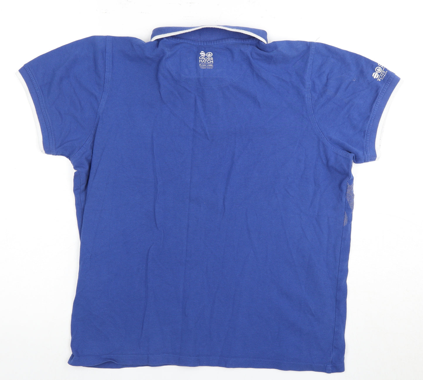 Cross Hatch Men's Blue Polo Shirt M Graphic Print