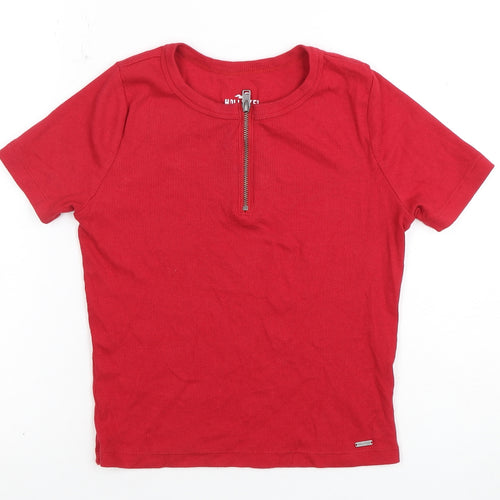 Hollister Women's Red S 1/2 Zip T-Shirt