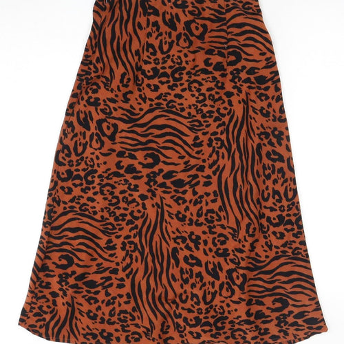 Forever 21 Women Brown Animal Print A-Line Skirt Size S