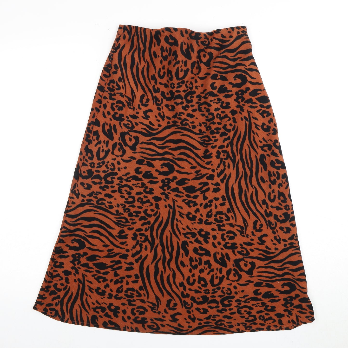 Forever 21 Women Brown Animal Print A-Line Skirt Size S