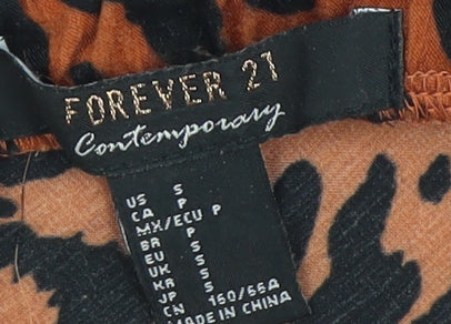 Forever 21 Women Brown Animal Print A-Line Skirt Size S