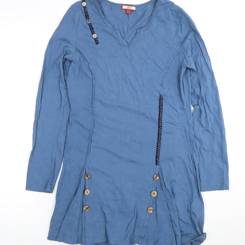 Joe Browns Women's Blue V-Neck Buttoned Dress Size 8