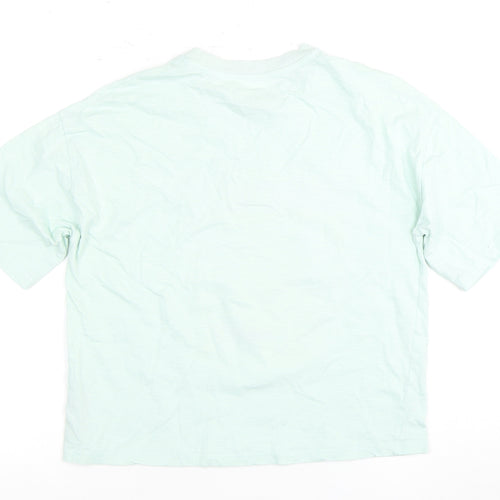 Marks and Spencer Girls Mint Green T-Shirt Size 3 Tropical Print