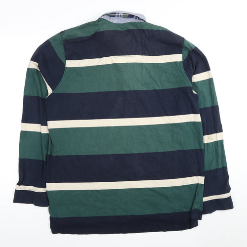 Sandstone & Co. Men's L Green Blue Striped Polo