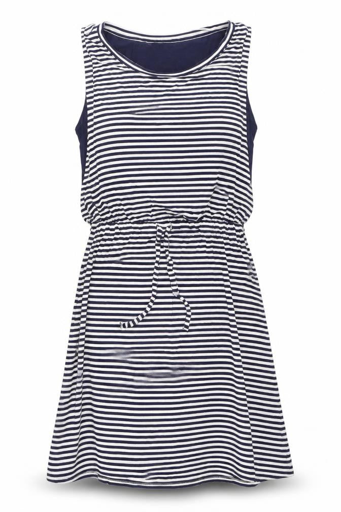 Maison de Nimes Women's Blue Striped Dress, S, Casual Spring
