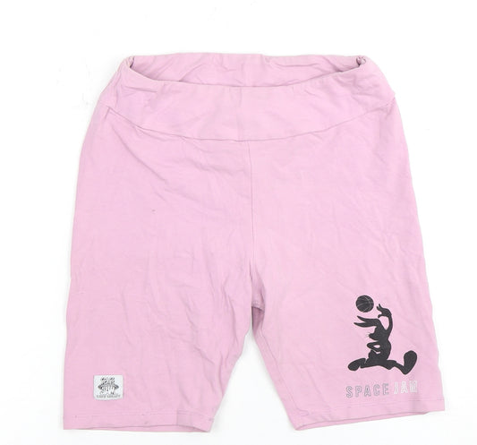 Front view of Space Jam Women's Pink Biker Shorts, size 10