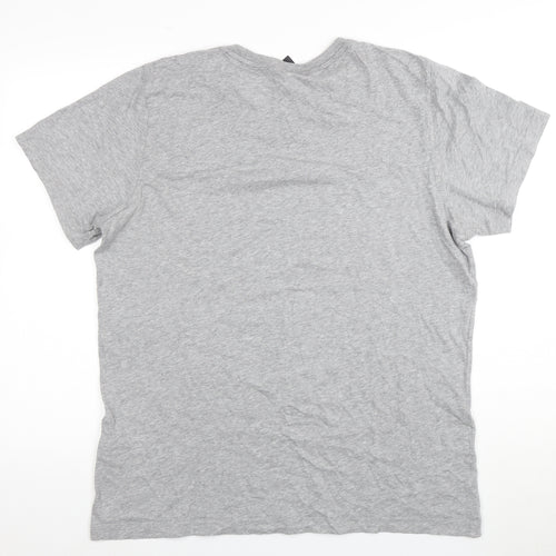 Adidas Men's Grey Cotton T-Shirt, Size L, Logo Accent