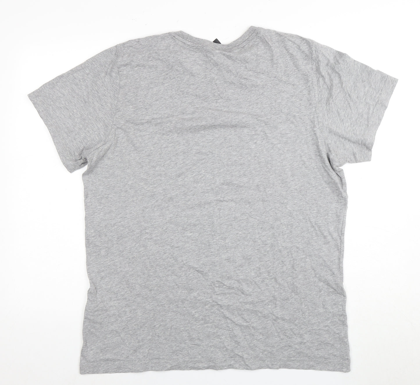 Adidas Men's Grey Cotton T-Shirt, Size L, Logo Accent