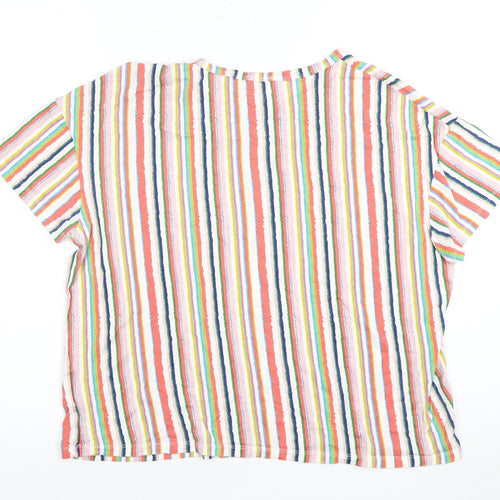 Pull&Bear Women's Multicoloured Striped T-Shirt M