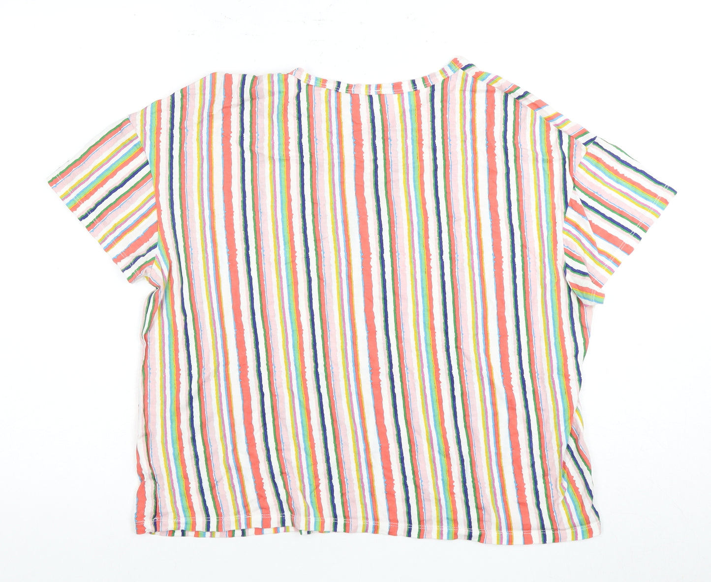 Pull&Bear Women's Multicoloured Striped T-Shirt M