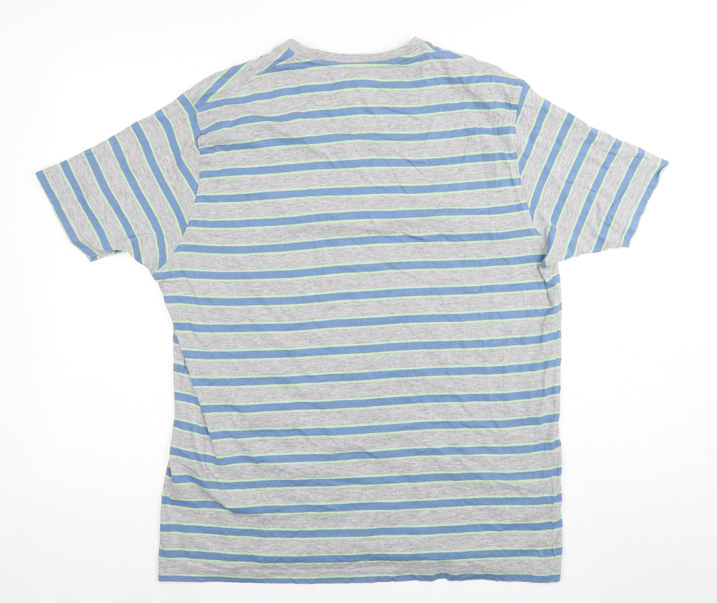 James Pringle Men's Striped T-Shirt L Grey Blue