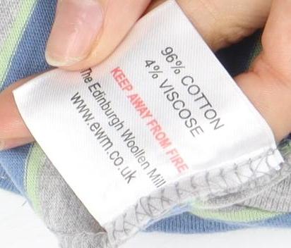 James Pringle Men's Striped T-Shirt L Grey Blue