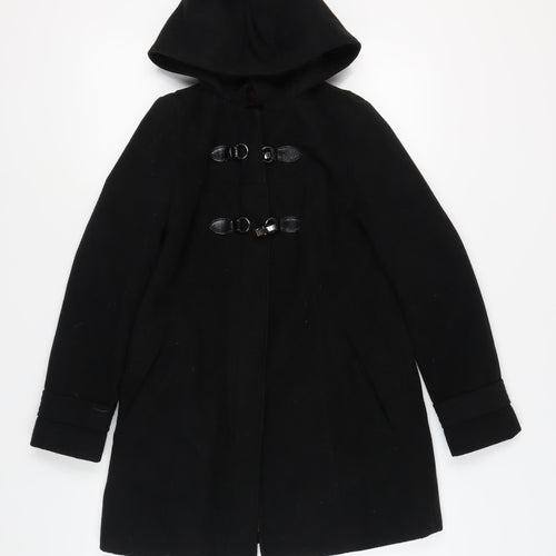 Next Women's Black Duffel Coat Size 8 Petites Hooded