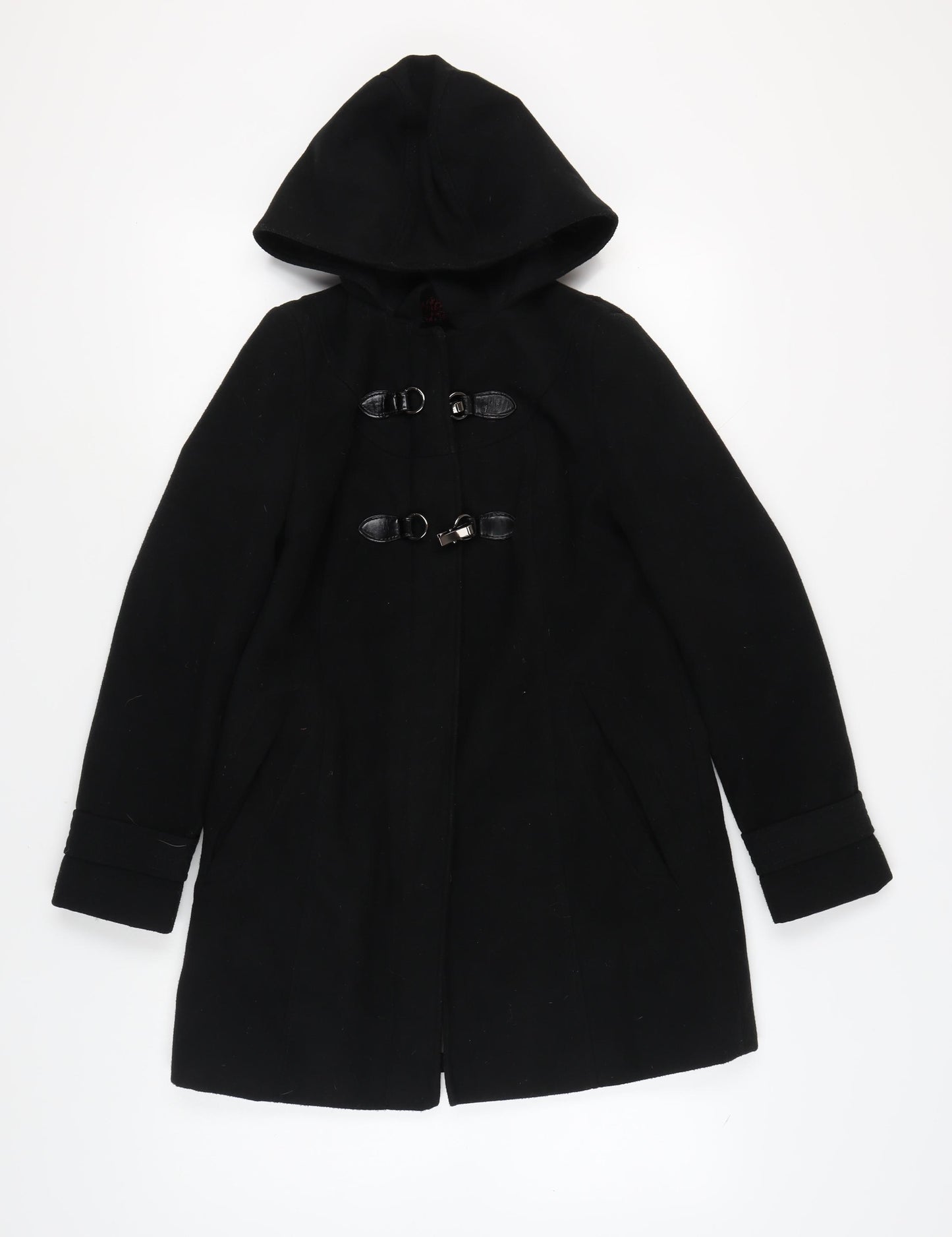 Next Women's Black Duffel Coat Size 8 Petites Hooded