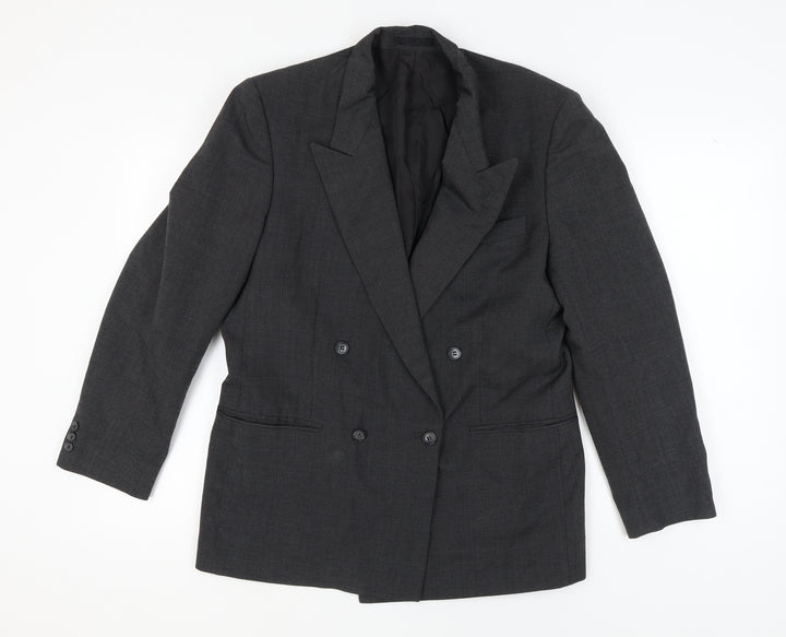 St Michael Men's Grey Double-Breasted Blazer 40R