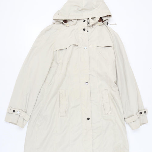 David Barry Women's Beige Hooded Rain Coat Size 14