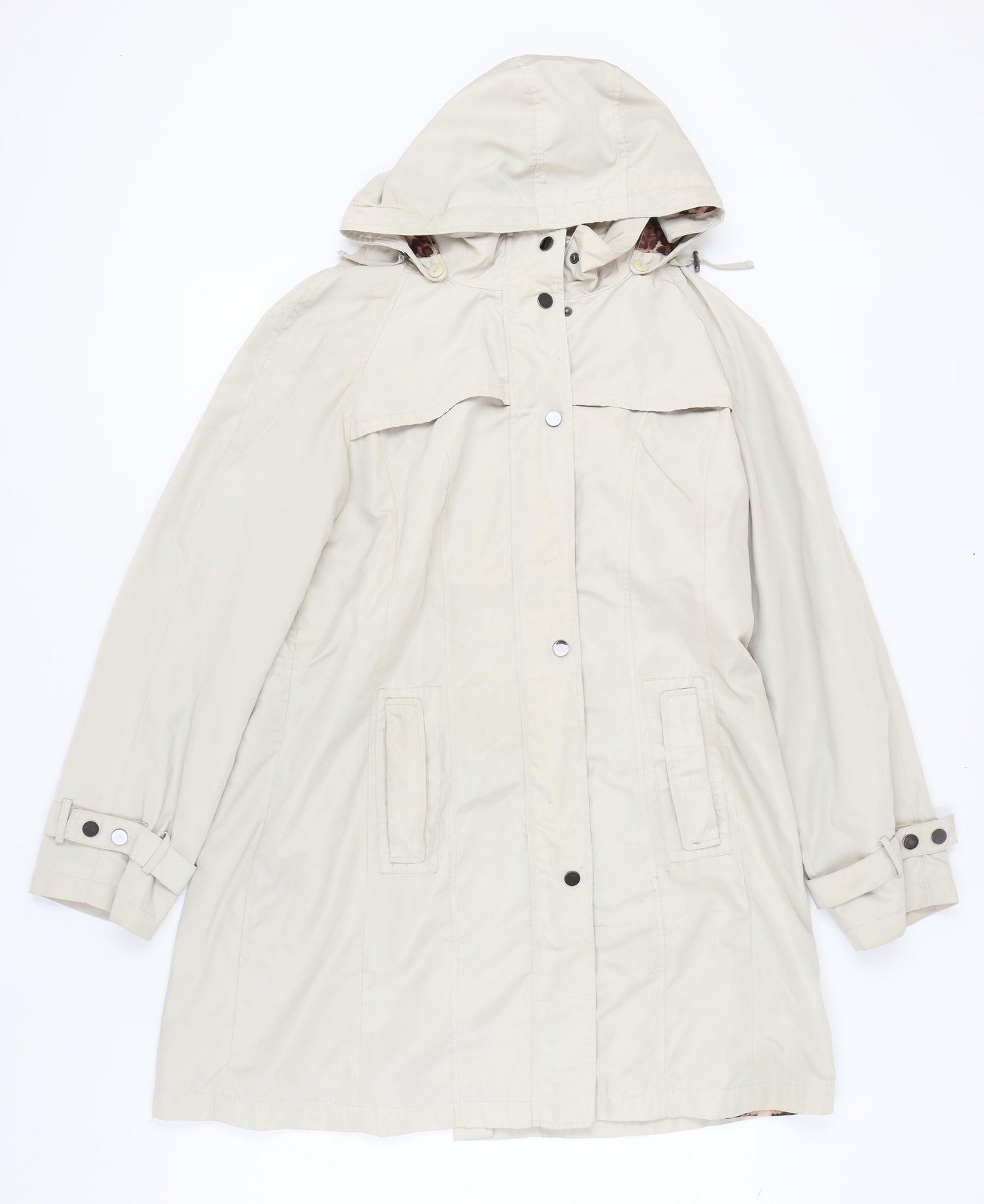 David Barry Women's Beige Hooded Rain Coat Size 14