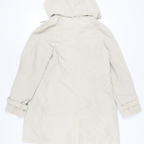 David Barry Women's Beige Hooded Rain Coat Size 14