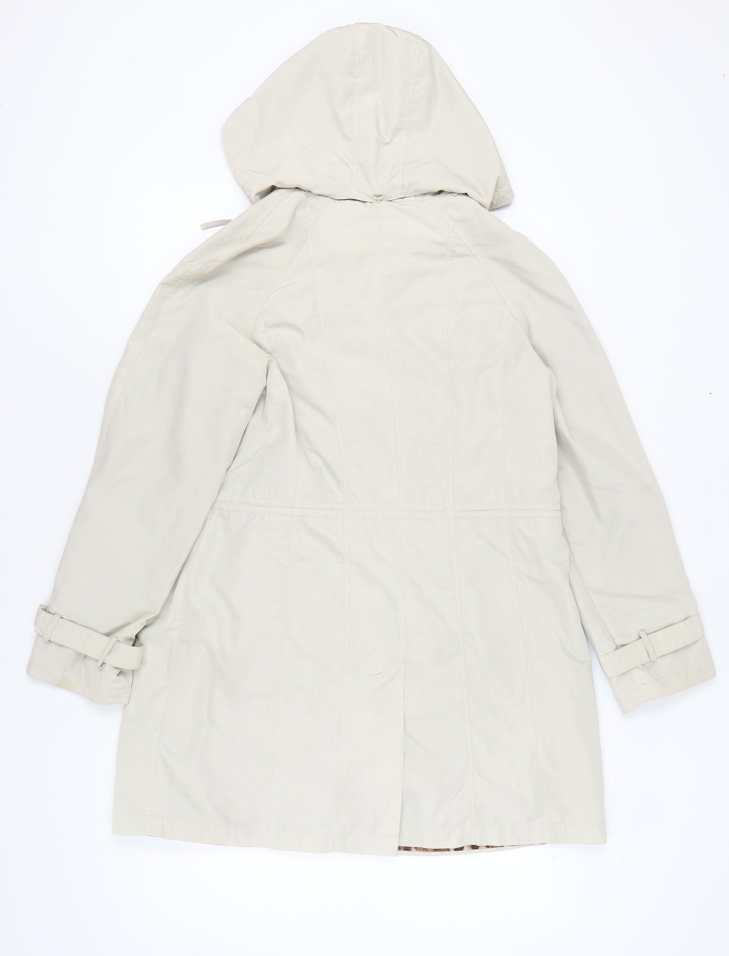 David Barry Women's Beige Hooded Rain Coat Size 14