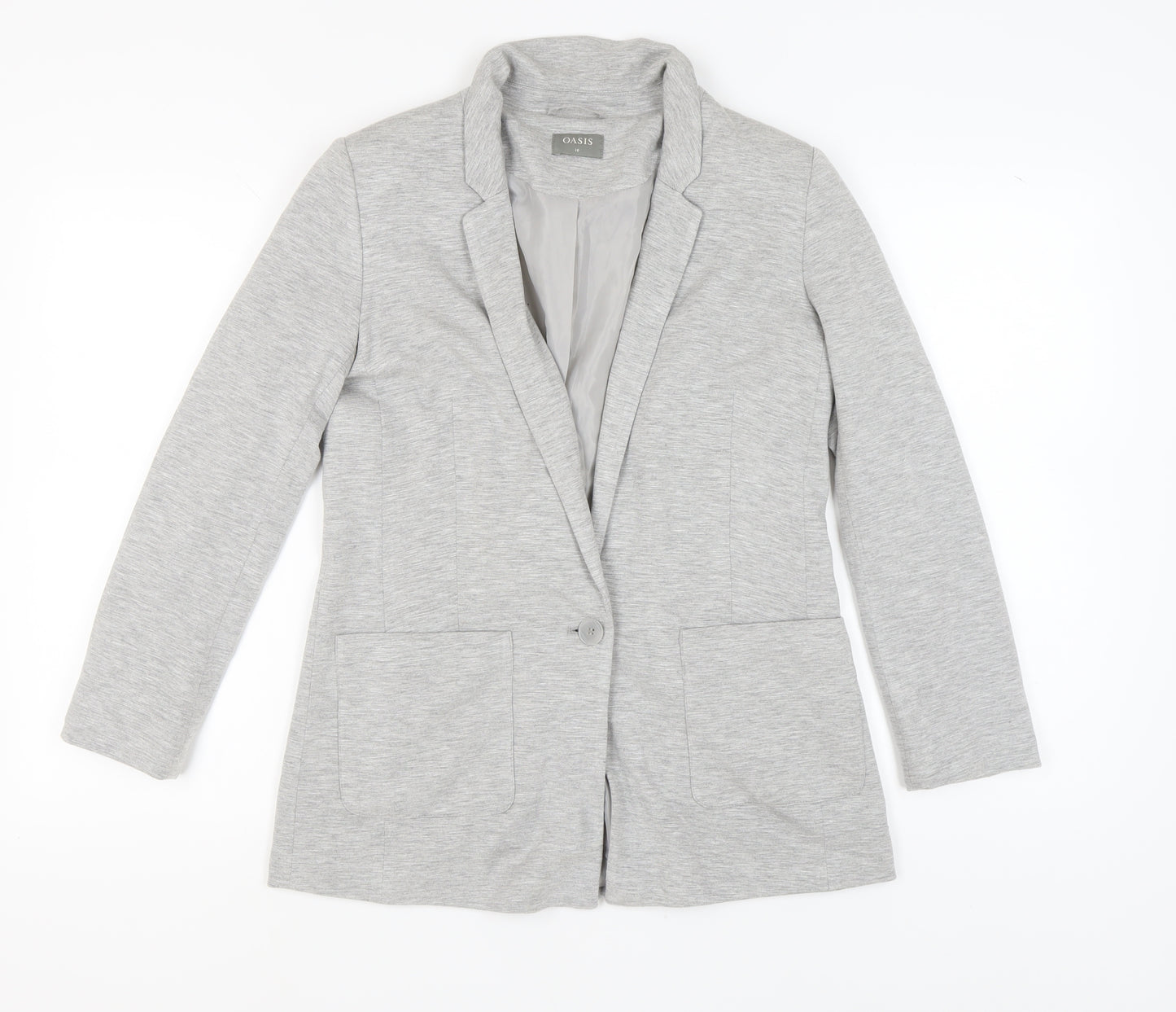 Oasis Women’s Grey Blazer Size 10 With Notch Lapel