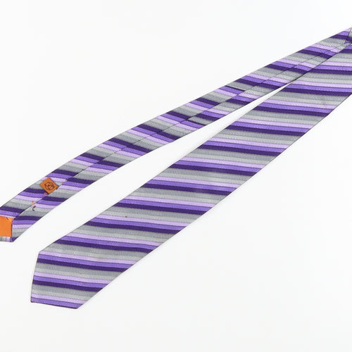 Simon Carter Men's Purple Striped Silk Tie