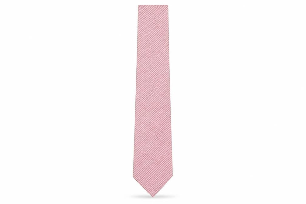 Front view of Thomas Nash Men's Pink Slim Tie, Geometric Pattern, One Size