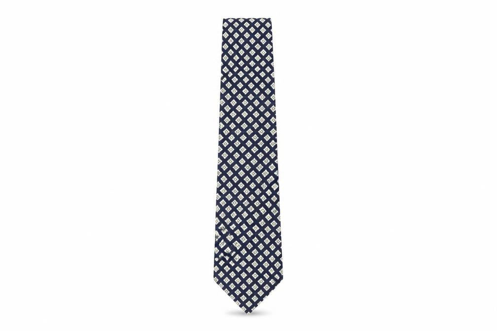 Front view of Hesketh & Turner Men's Blue Silk Designer Tie