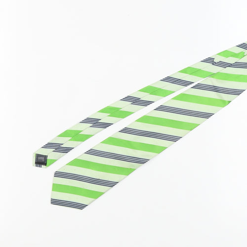 Marks and Spencer Men's Green Striped Silk Tie