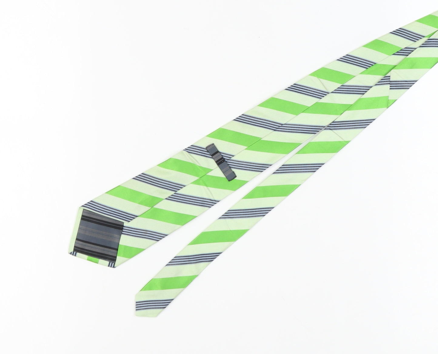 Marks and Spencer Men's Green Striped Silk Tie