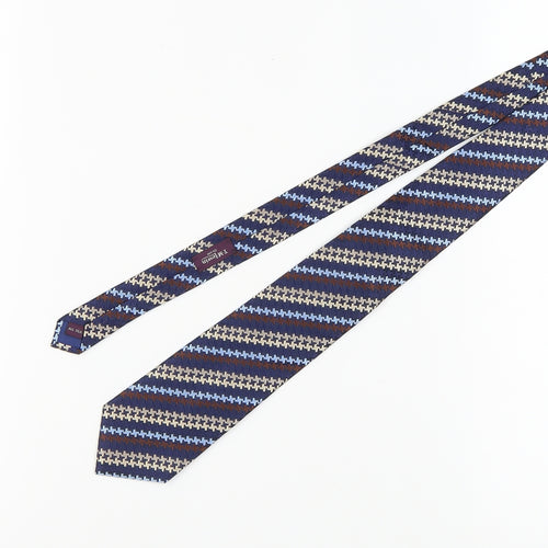 T.M Lewin Men's Blue Beige Houndstooth Silk Tie
