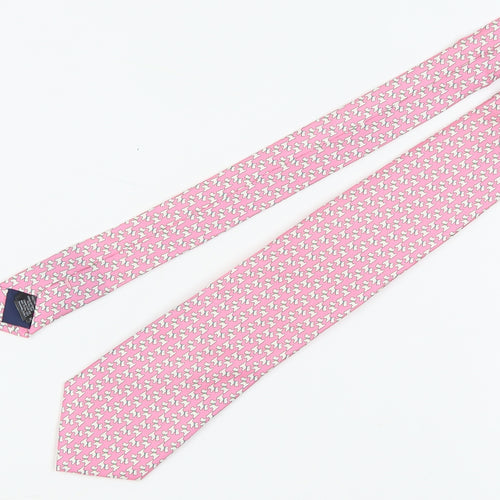 Marks and Spencer Men's Pink Geometric Silk Tie