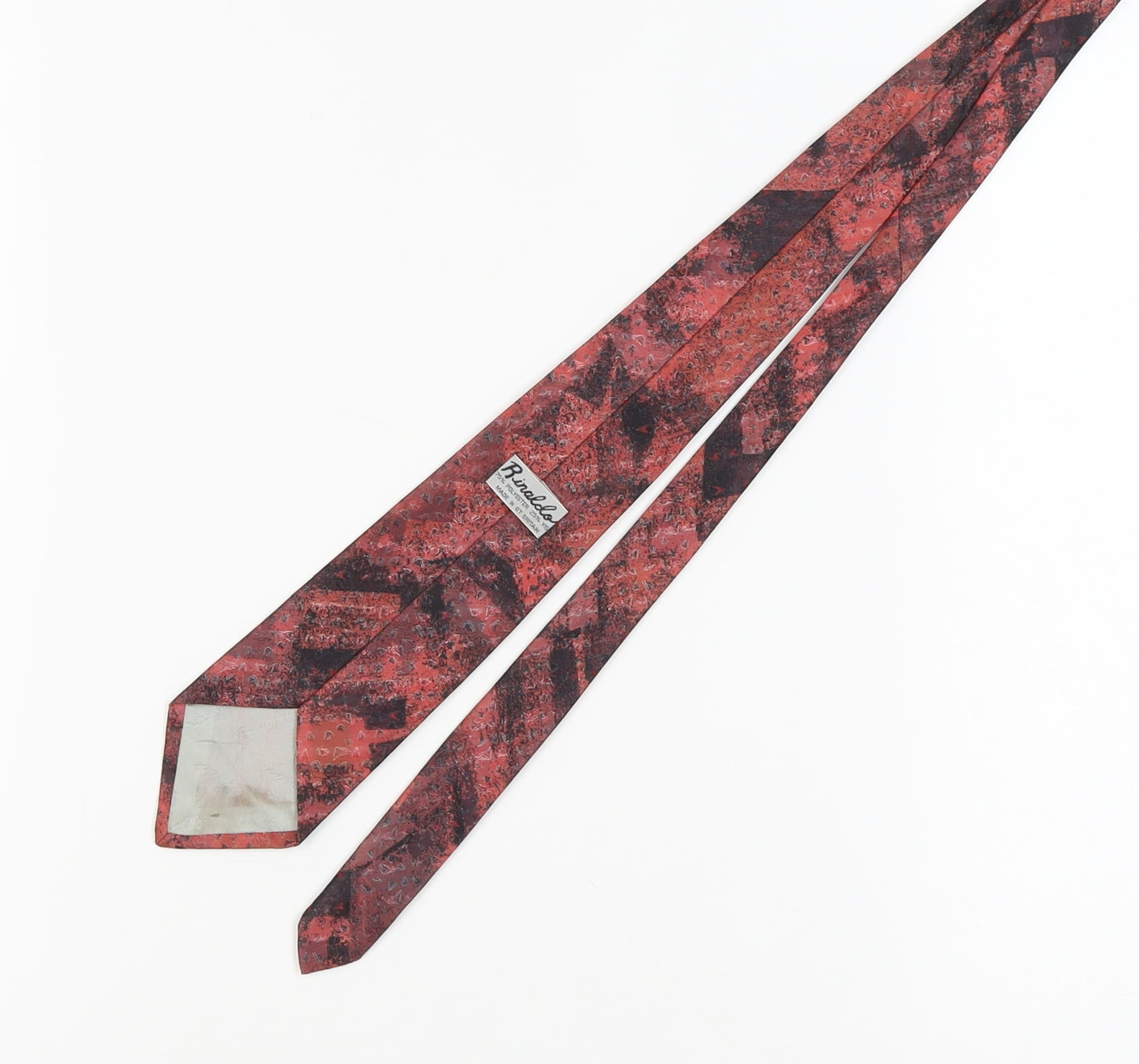 Rinaldo Men's Red Geometric Tie, Polyester Viscose Blend