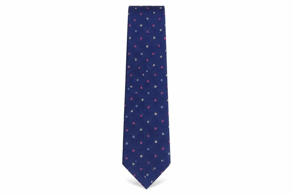 Front view of Joseph Turner Men's Blue Floral Silk Tie One Size
