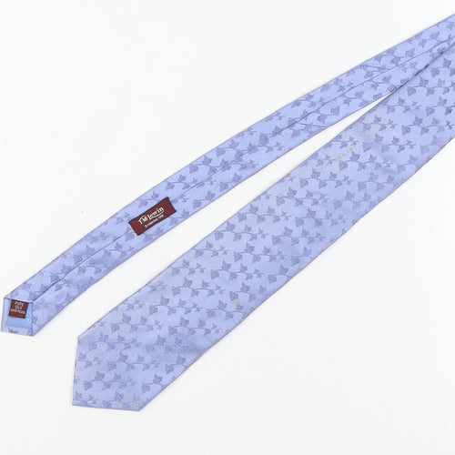 TM Lewin Men's Blue Floral Silk Tie Handmade