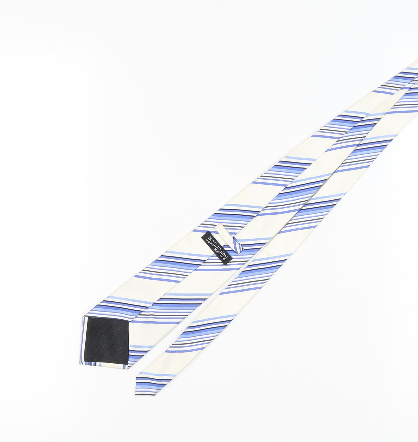 Jeff Banks Men's Blue Ivory Striped Silk Tie