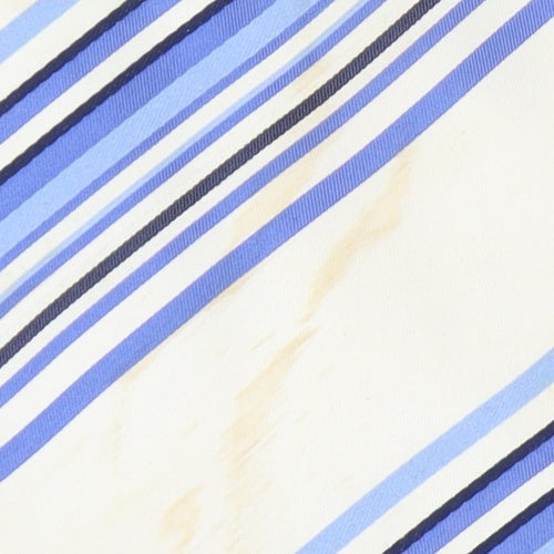 Jeff Banks Men's Blue Ivory Striped Silk Tie