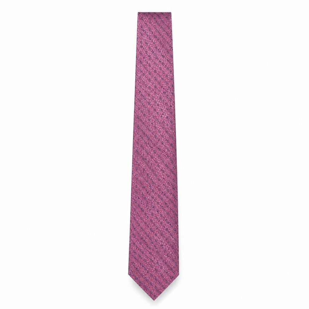 Front view of Marks & Spencer Men's Pink Geometric Silk Tie