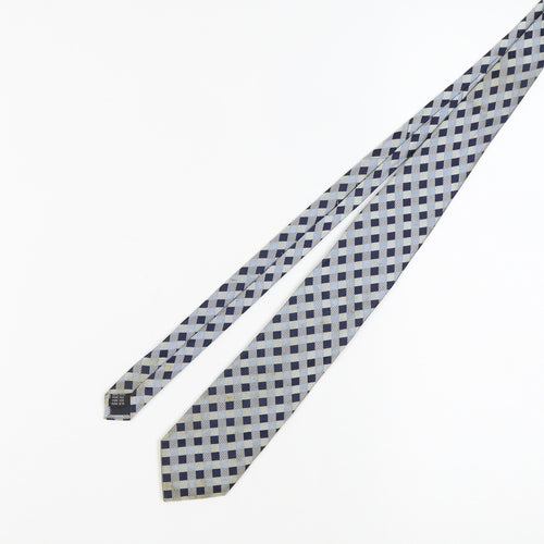 Savile Row Men's Blue Checked Silk Tie