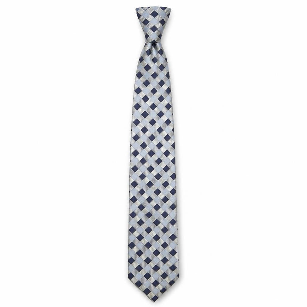 Front view of Savile Row Men's Blue Checked Silk Tie