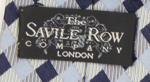 Savile Row Men's Blue Checked Silk Tie