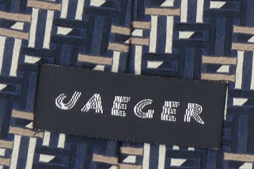 Jaeger Men's Blue Geometric Designer Silk Tie